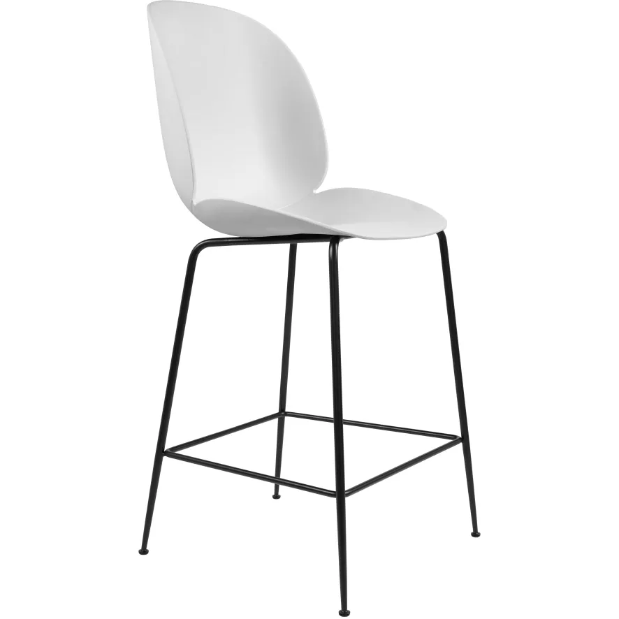 Gubi Beetle Chair Barkruk 65cm Met Zwart Onderstel Wit 3 Gubi Beetle Chair Barkruk 65cm Met Zwart Onderstel Wit