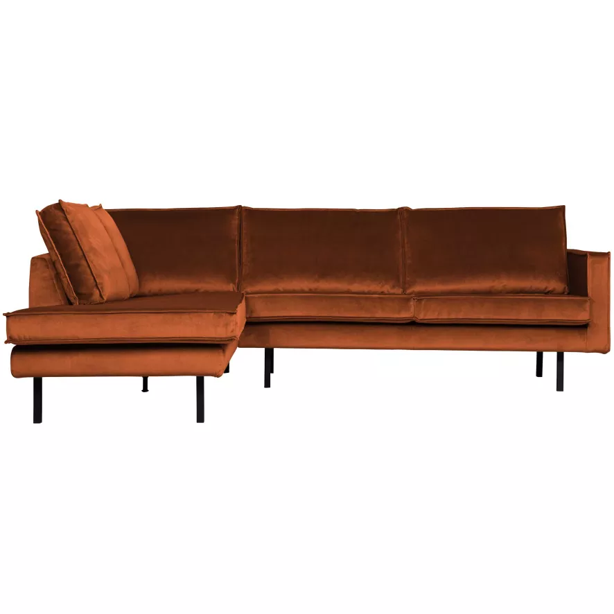 BePureHome Rodeo Velvet Hoekbank Links Roest 3 BePureHome Rodeo Velvet Hoekbank Links Roest