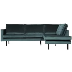 BePureHome Rodeo Velvet Hoekbank Rechts Teal
