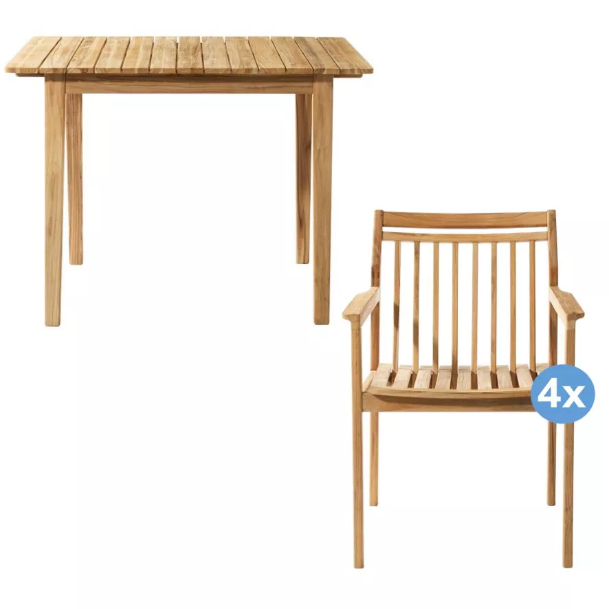 FDB Møbler Sammen Tuinset M3 Tuintafel + 4 M1 Tuinstoelen 4 FDB Møbler Sammen Tuinset M3 Tuintafel + 4 M1 Tuinstoelen - Afbeelding 2