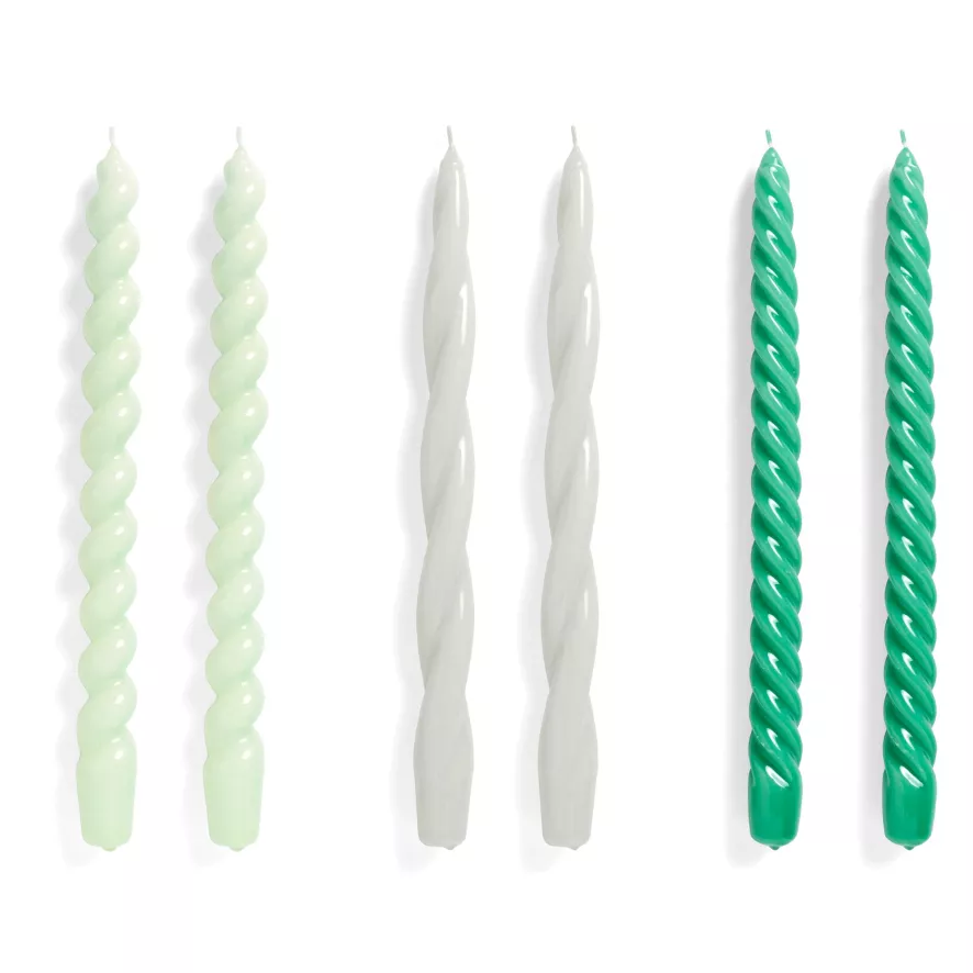 Hay Candle Long Mix Kaarsen Set Van 6 Mint/ Grey/ Green 5 Hay Candle Long Mix Kaarsen Set Van 6 Mint/ Grey/ Green - Afbeelding 3