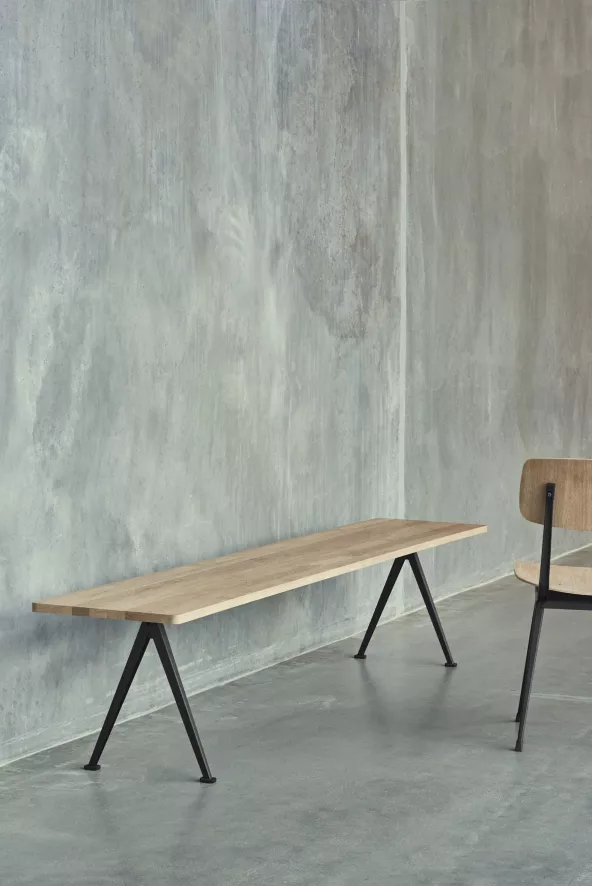 Hay Pyramid 12 Eetbank 250 Gerookt Eiken,zwart Onderstel 8 Hay Pyramid 12 Eetbank 250 Gerookt Eiken,zwart Onderstel - Afbeelding 6