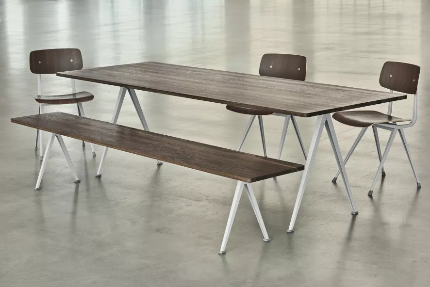 Hay Pyramid 12 Eetbank 250 Gerookt Eiken,zwart Onderstel 7 Hay Pyramid 12 Eetbank 250 Gerookt Eiken,zwart Onderstel - Afbeelding 5