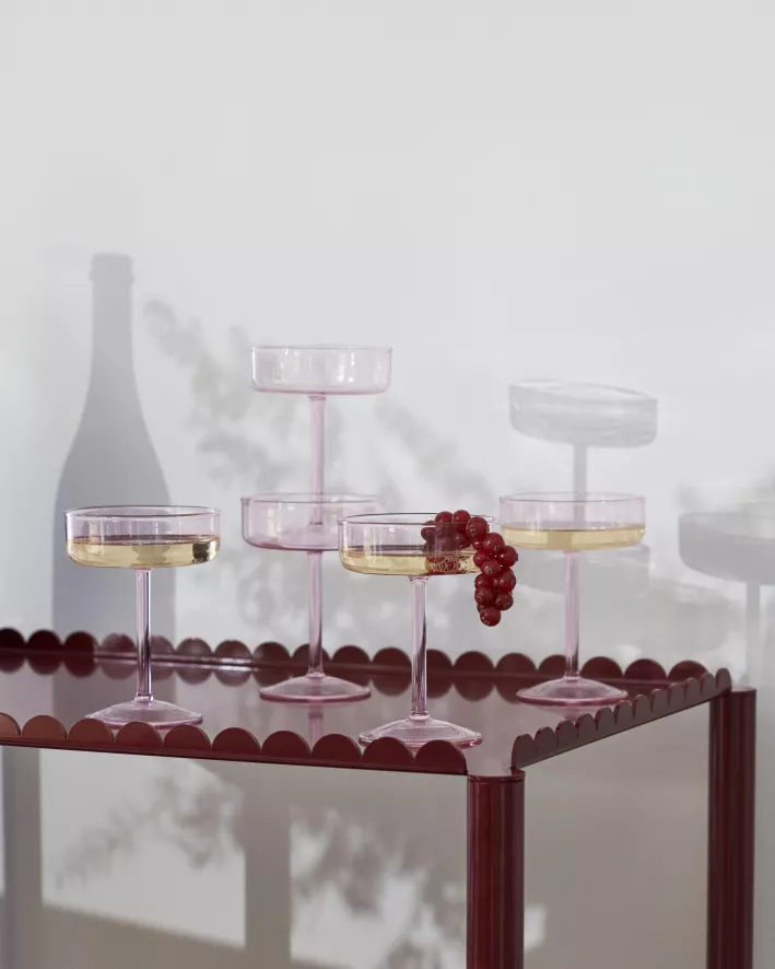 Hay Tint Coupe Champagne Glas Set Van 2 Pink 7 Hay Tint Coupe Champagne Glas Set Van 2 Pink - Afbeelding 5