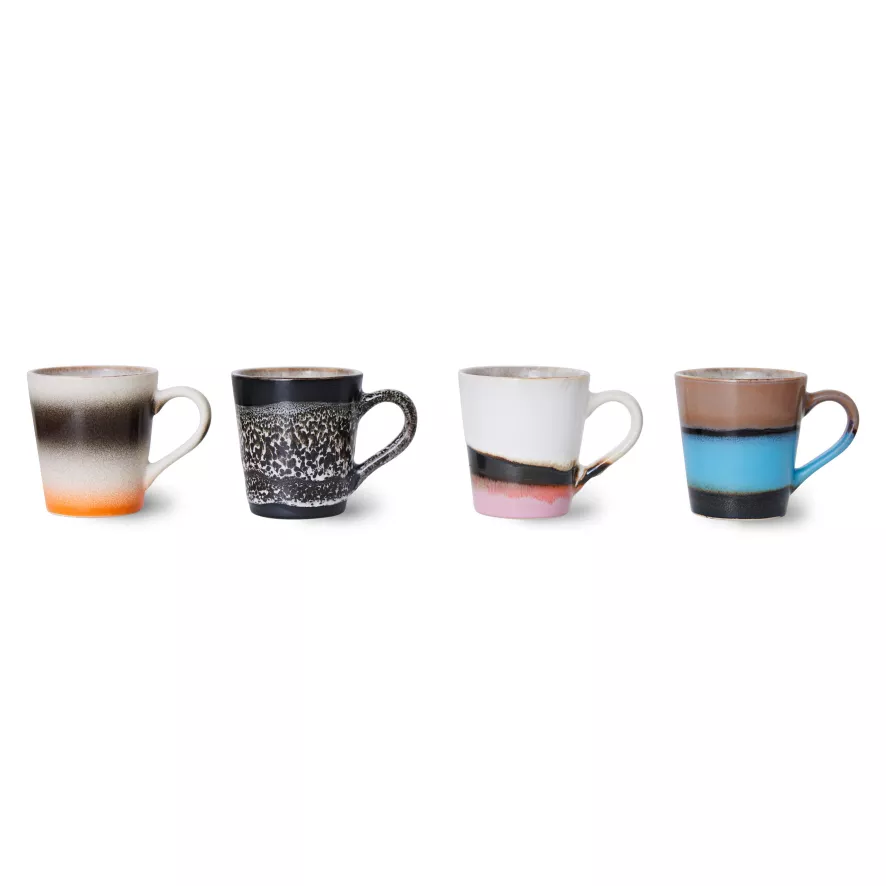 HKliving 70's Ceramic Espresso Mok Espresso Kopjes Set Van 4 Retro 8 HKliving 70's Ceramic Espresso Mok Espresso Kopjes Set Van 4 Retro - Afbeelding 6