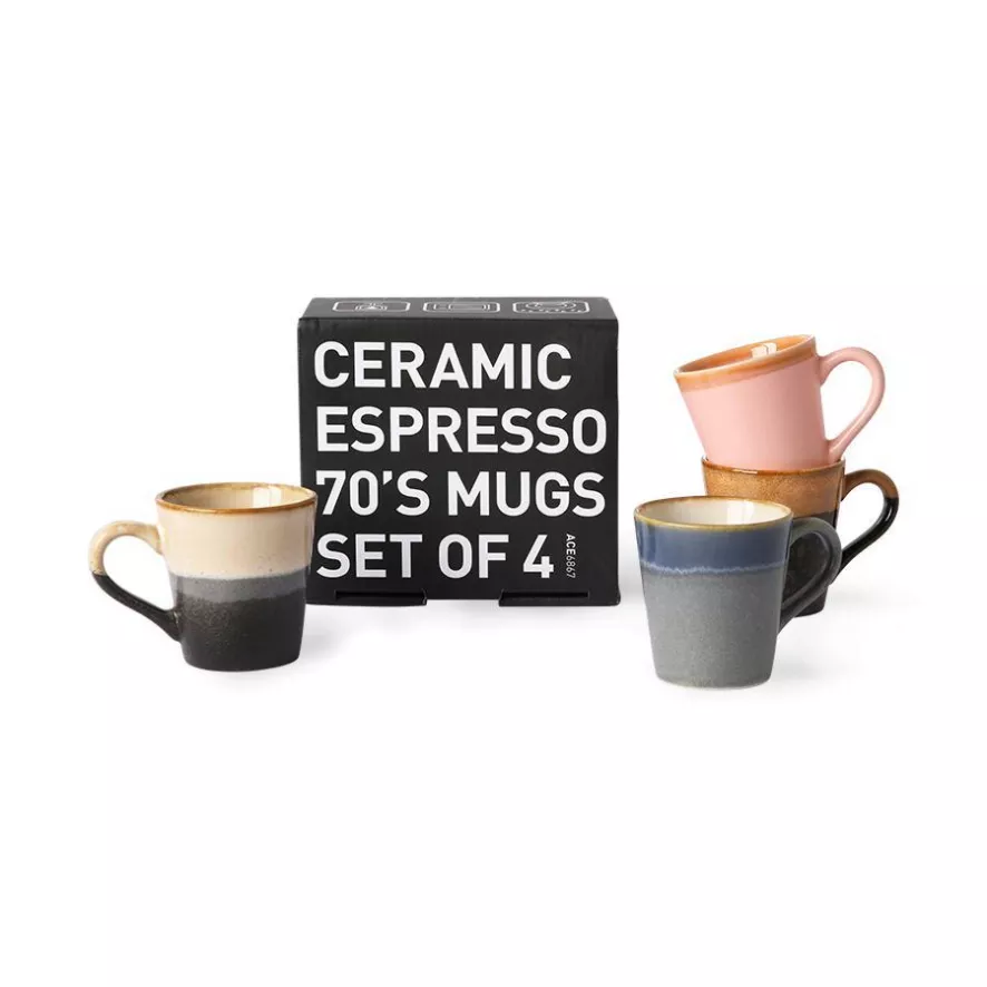 HKliving 70's Ceramic Espresso Mok Espresso Kopjes Set Van 4 Retro 13 HKliving 70's Ceramic Espresso Mok Espresso Kopjes Set Van 4 Retro - Afbeelding 11