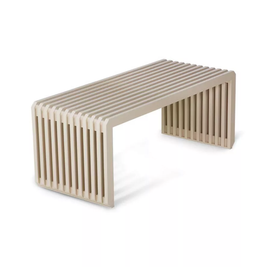 HKliving Slatted Bankje Eetbank 96 Sand 4 HKliving Slatted Bankje Eetbank 96 Sand - Afbeelding 2