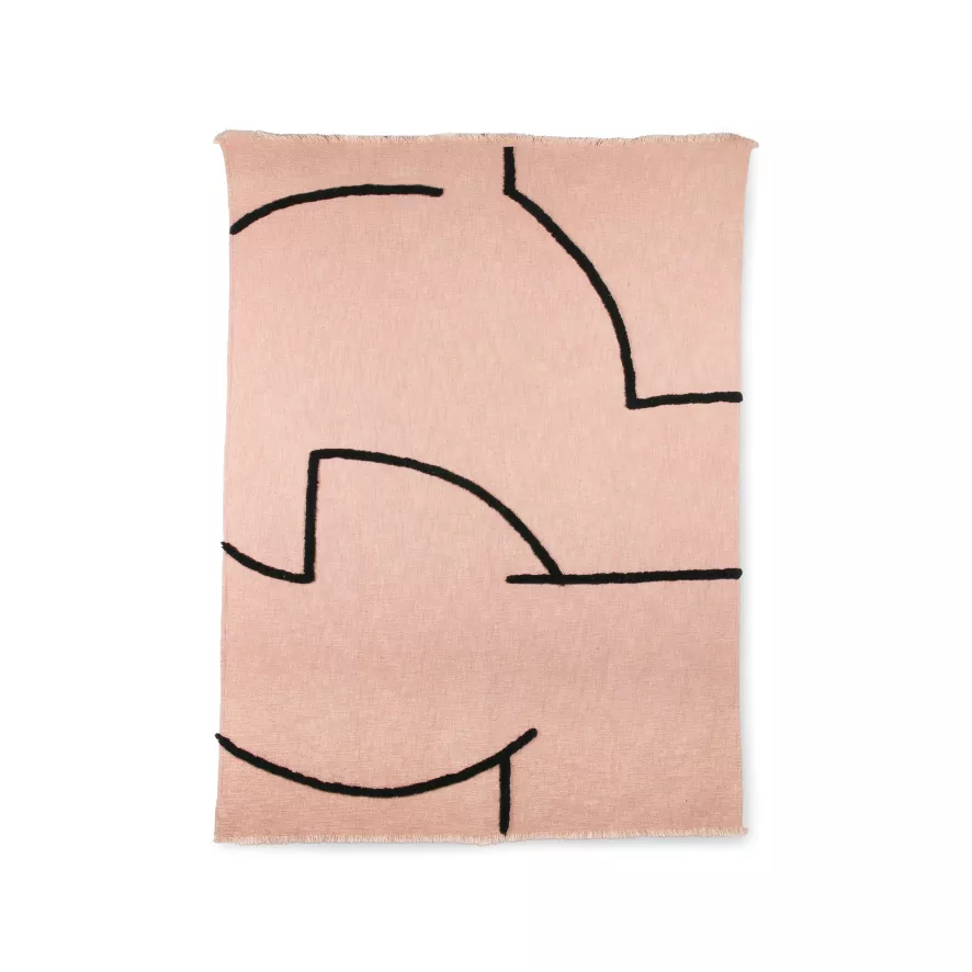 HKliving Soft Woven Plaid 130x170 Natural With Black Tufted Lines 5 HKliving Soft Woven Plaid 130x170 Natural With Black Tufted Lines - Afbeelding 3