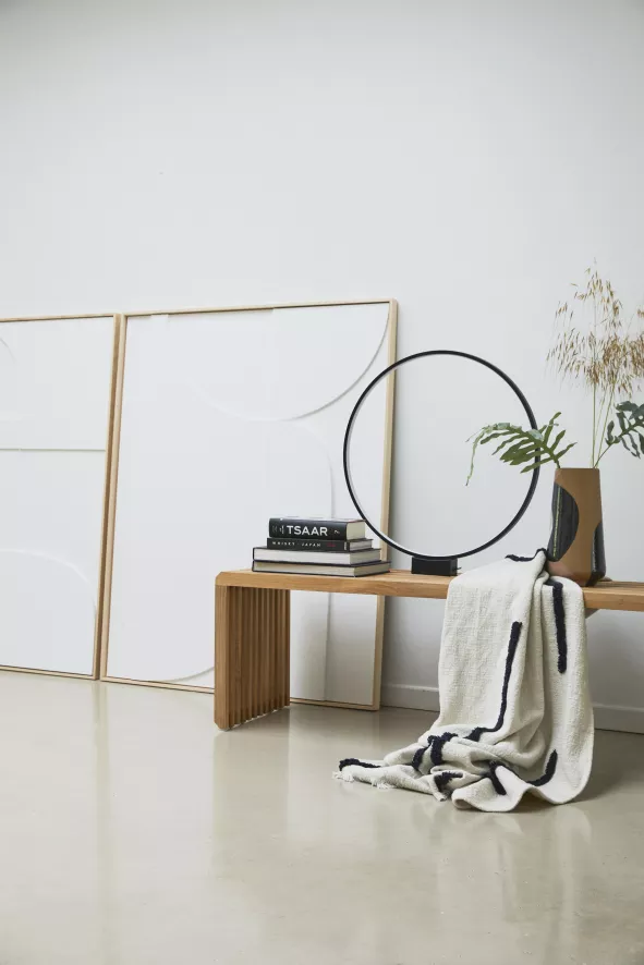 HKliving Soft Woven Plaid 130x170 Natural With Black Tufted Lines 9 HKliving Soft Woven Plaid 130x170 Natural With Black Tufted Lines - Afbeelding 7