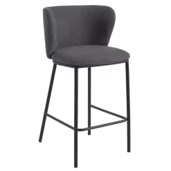 Kave Home Ciselia Barkruk 65 Chenille Donkergrijs