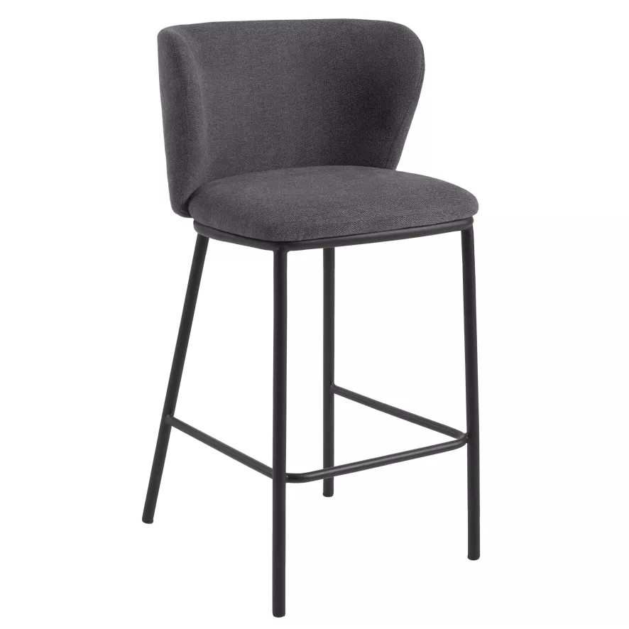 Kave Home Ciselia Barkruk 65 Chenille Donkergrijs 3 Kave Home Ciselia Barkruk 65 Chenille Donkergrijs