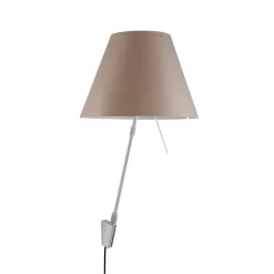 Luceplan Costanza Wandlamp Telescopisch Met Dimmer Aluminium Body, Kap Shaded Stone