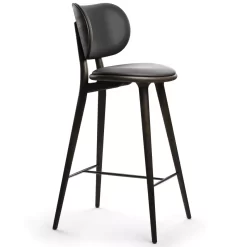 Mater Design High Stool Barkruk Met Rugleuning 69 Zwart Beuken/zwart Leer