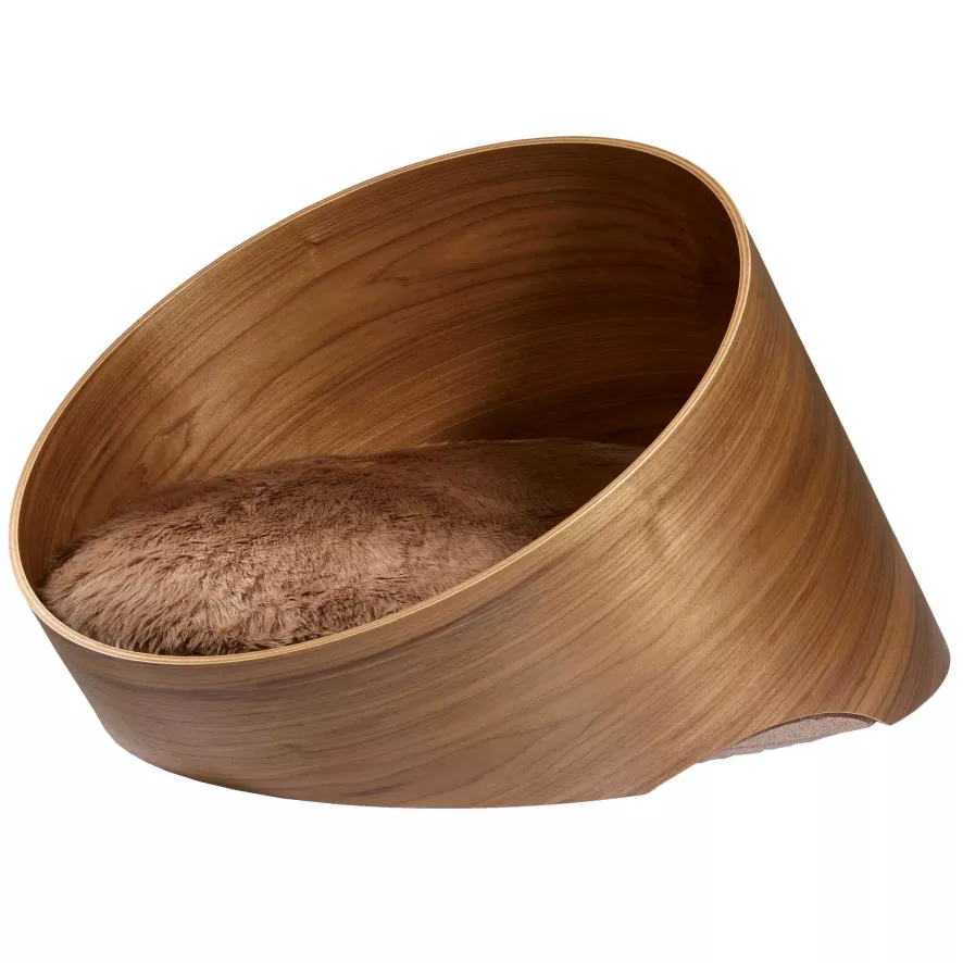 MiaCara Covo Kattenmand Ø60 Walnoot, Kussen Mocca 4 MiaCara Covo Kattenmand Ø60 Walnoot, Kussen Mocca - Afbeelding 2