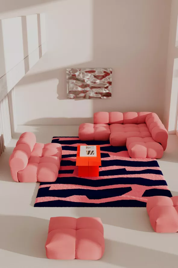 Objekte Unserer Tage Sander Poef Large Lilac Blue 5 Objekte Unserer Tage Sander Poef Large Lilac Blue - Afbeelding 3