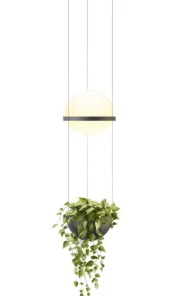 Vibia Palma Hanglamp 3724 LED Ø22 Met Plantenbak Mat Grijs