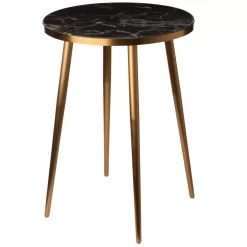 POLSPOTTEN Marble Look Bijzettafel 40 Zwart