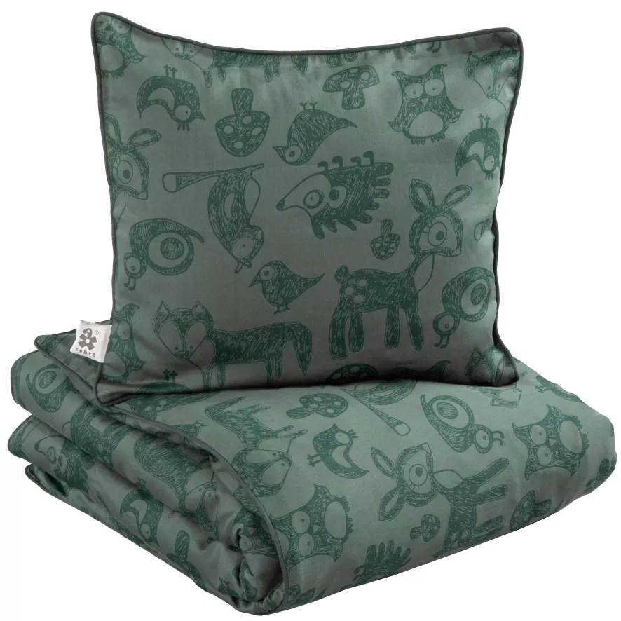 Sebra Forest Junior Dekbedovertrek 100x140 Bottle Green 3 Sebra Forest Junior Dekbedovertrek 100x140 Bottle Green