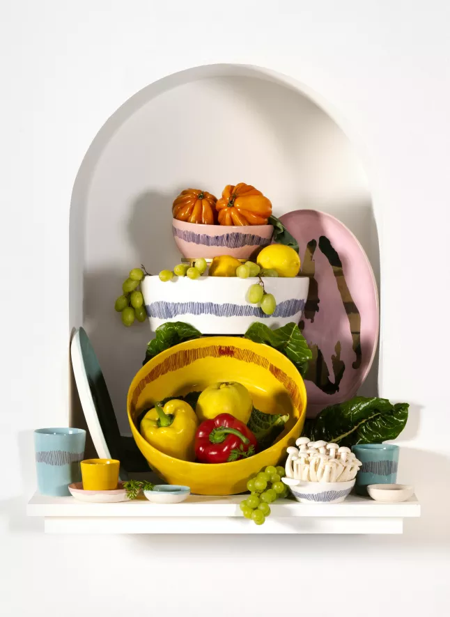 Serax Feast By Ottolenghi Kom Ø18 White Swirl Stripes Blue 4 Serax Feast By Ottolenghi Kom Ø18 White Swirl Stripes Blue - Afbeelding 2