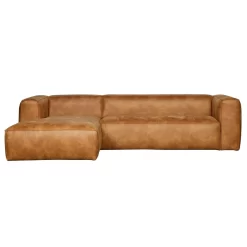 WOOOD Exclusive Bean Bank Met Chaise Longue Links Leer Cognac